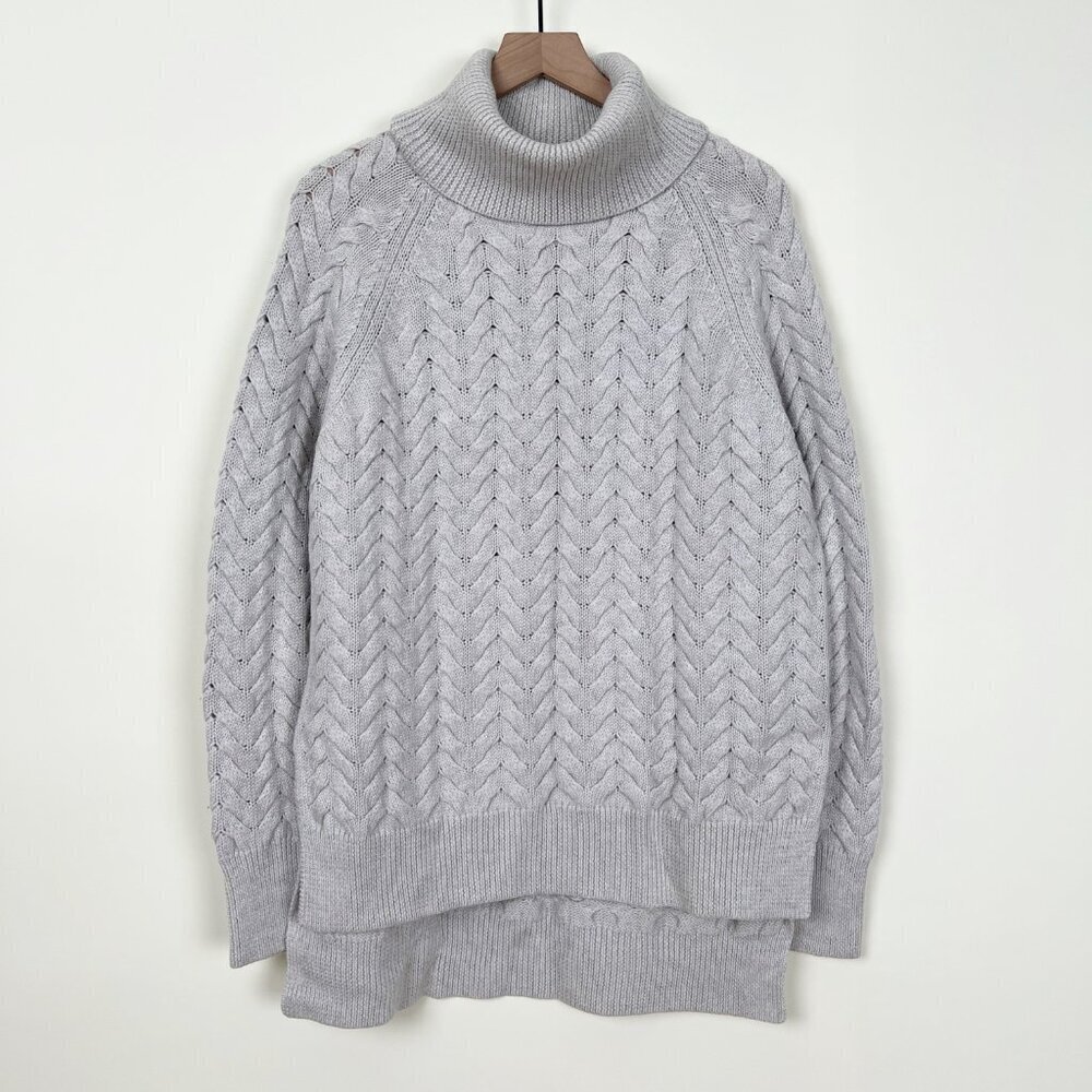 Aritzia Wilfred 100% Wool Cable Knit Oversized Sweater Chunky Cozy Slouchy Italy